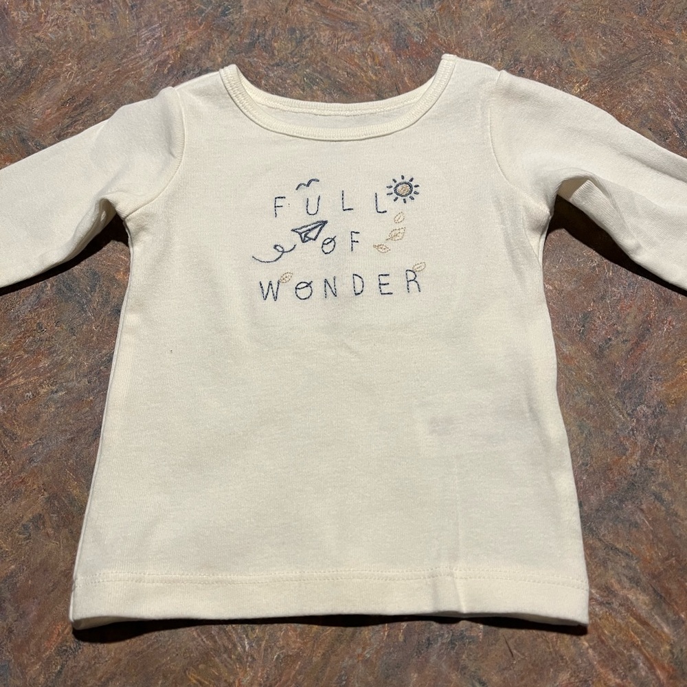 Carters Long Sleeve Shirt “Full Of Wonder” In Size 6 Months NWT.  100% Cotton